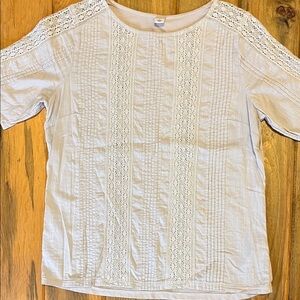 Old Navy Cream Lace-Trim Short-Sleeve Blouse